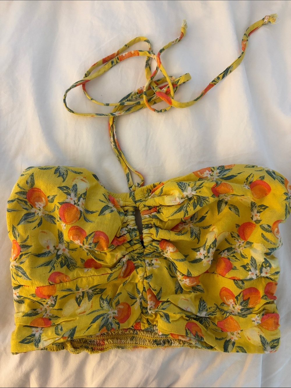 wild fable Yellow Floral Strapless Smocked Top